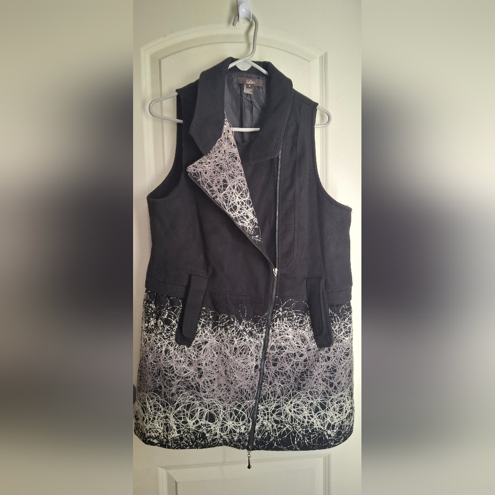 Luii Vest Cardigan Women's Black and Gray Sleeveless Jacket XL Formal Party